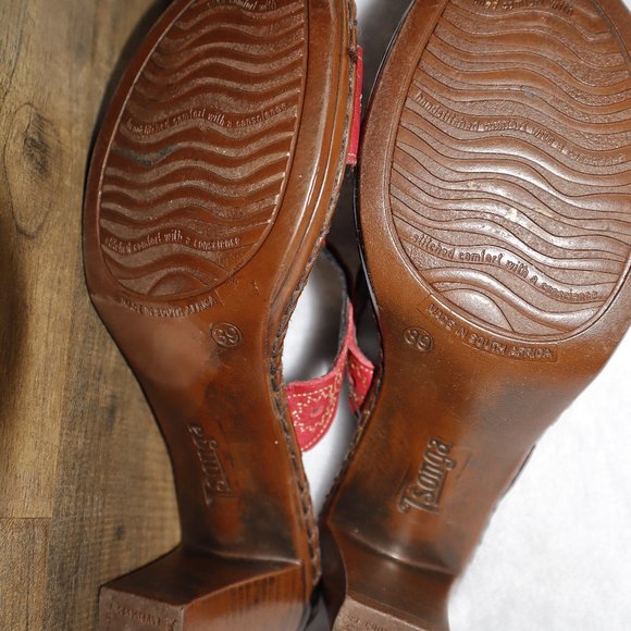 Tsonga red leather heel slide in sandals, size 39 (size8.5US) - Picture 6 of 8